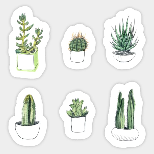 Watercolour Cacti & Succulents Sticker by crumpetsandcrabsticks